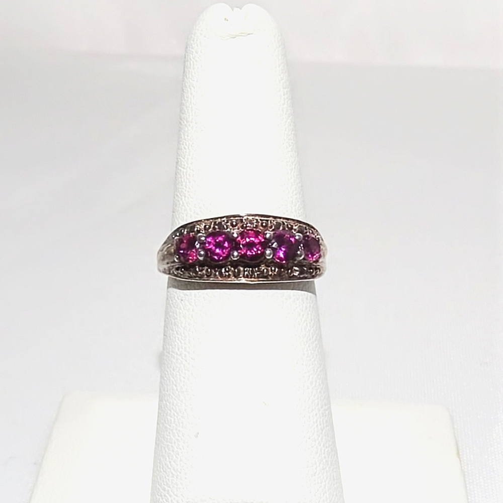 Moissanite Rubellite Tourmaline ring in 925 SS